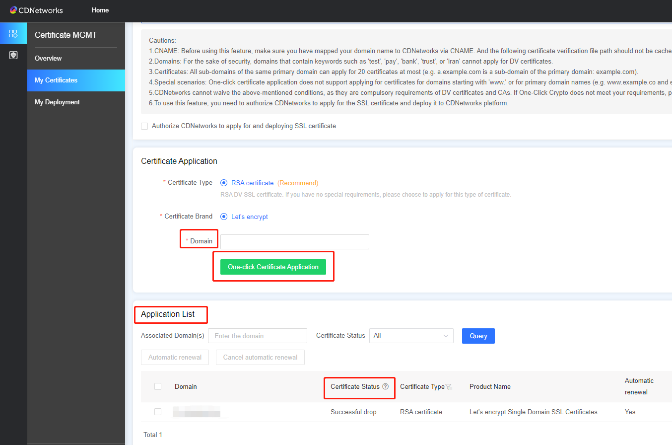 CDNetworks Supports Let's Encrypt Certificate